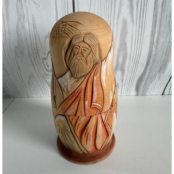 Vintage Russian Carved Wooden Noah's Ark Nesting Signed - Picture 1 of 9